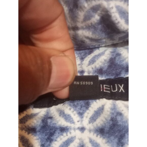 Men's Cremieux Short Sleeve Buton Up Shirt Large L Blue Diamond Print Rayon NWT - Picture 11 of 14